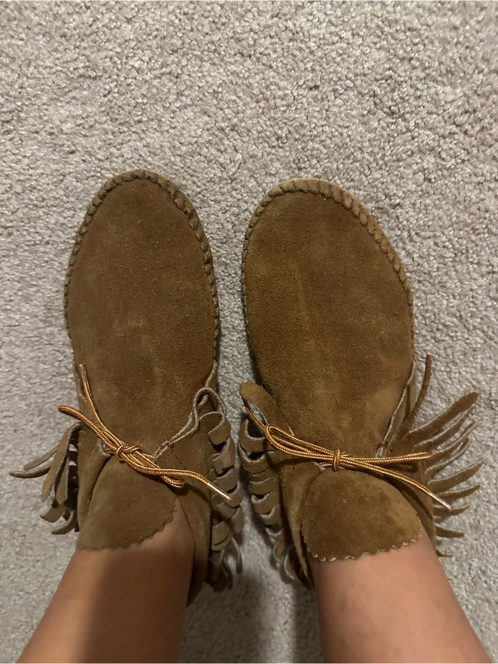 Women’s Suede Moccasin Loafers in Chestnut Brown